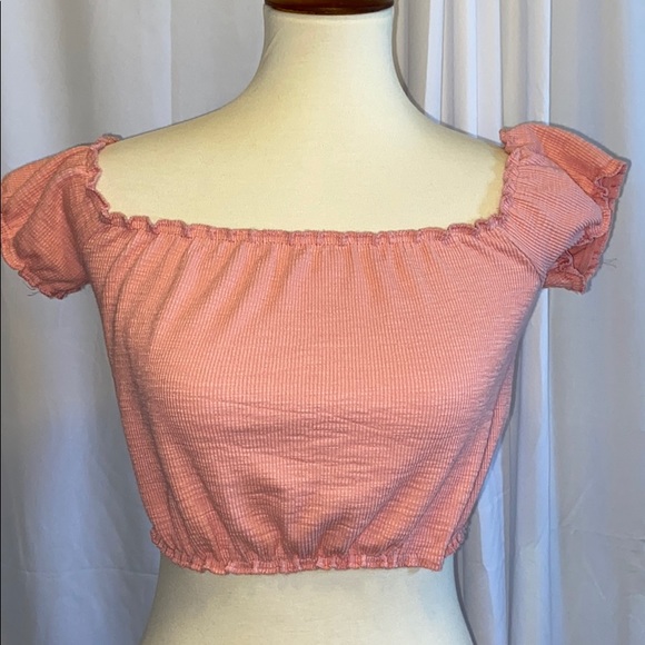 Tops - Ribbed Off Shoulder Crop